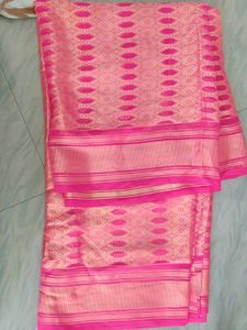 Unused Red Sari ,6 Meters Long.Without Blouse Piece.Georget And Silky Type Cloth