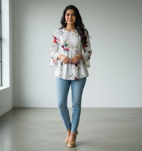 White Printed Top (Women's)
