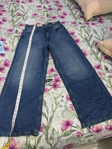 Wide Leg Blue Denim Jeans