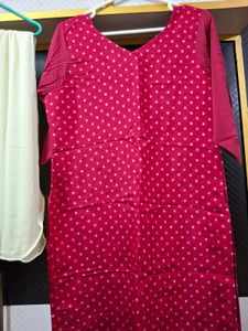 Red Polka Dot Kurta Set with Dupatta