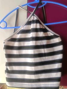 Striped Halter Neck Crop Top