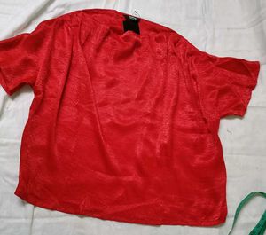 Shein Red Shiny Top