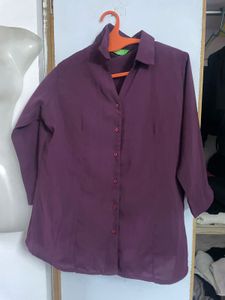 Elegant Plum Button-Up Shirt