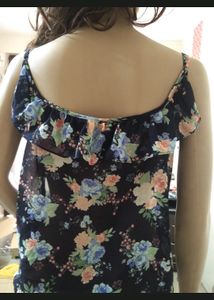 Navy Blue Floral Printed Top New Flower Design To
