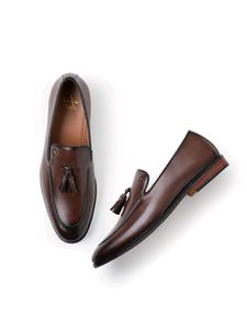 Arrow Men's Brown Leather Tassel Loafers