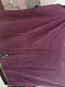 Elegant Maroon Saree with Embellishments