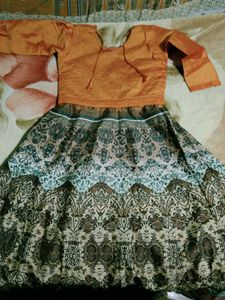 Elegant Orange &amp; Brown Printed Lehenga Choli