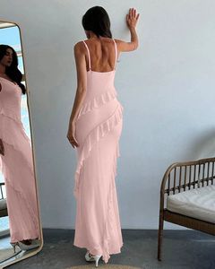 Pink Ruffle Maxi Dress