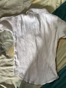 Crinkle Texture Button-Up Shirt