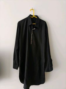 Simple Elegant Jet Black Mens Kurta Shirt