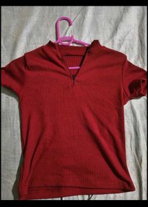 Red Ribbed Top &amp; Camo Print To