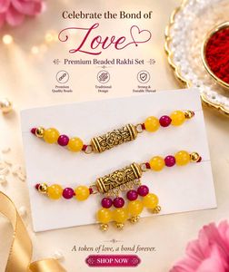 Handmade Beaded Bhaiya Bhabhi Rakhi.