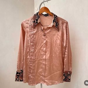 Satin Snake Print Collar Shirt
