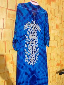 Blue Tie-Dye Embroidered Tunic