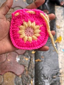 Handmade Crochet Pouch with Flower Design