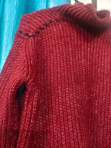 Cozy Red Knit Turtleneck Sweater