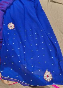 Royal Blue Embellished Saree