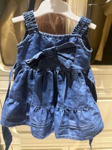 Babyoye Denim Frock with Bow Applique