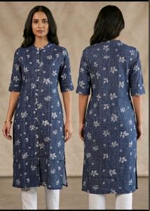 Stylish Blue Floral Print Kurta
