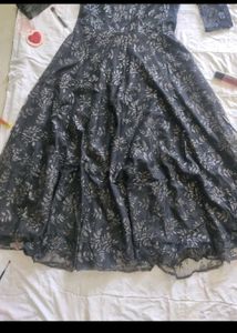 Black Floral Lace Midi Dress