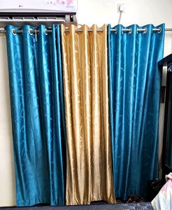 Blue & Gold Curtains - Set of 3
