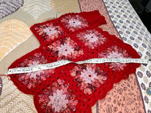 Handmade Crochet Red Floral Poncho Top winters