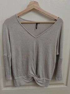 Cozy V-Neck Twist Hem Top