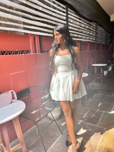 Elegant white Backless Mini Dress