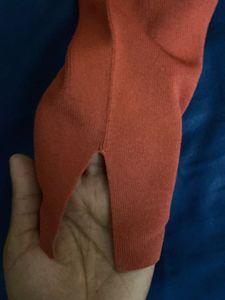 Chic Orange V-Neck Top