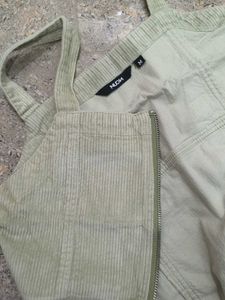 Light Green Corduroy Zip Dress