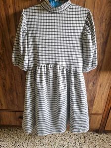 Vintage Plaid Mock Neck Dress