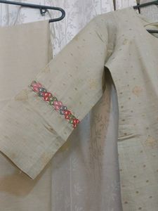 Cream Embroidered Set with Dupatta