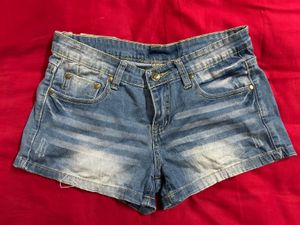 Blue Denim Distressed Shorts