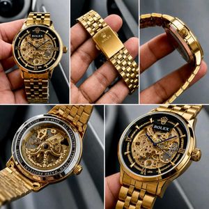 Gold Tone ROLEX Skeleton Automatic Watch  FOR MENS