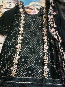 Elegant Black Embellished Kurta Set not used at al