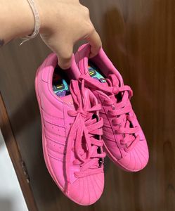 Vibrant Pink Adidas Superstar Sneakers