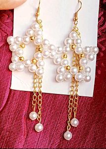 Handmade Star Pearl Drop Earrings