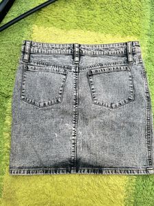 Gray Denim Mini Skirt
