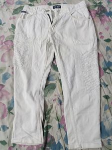 Men's White Ankle Jeans