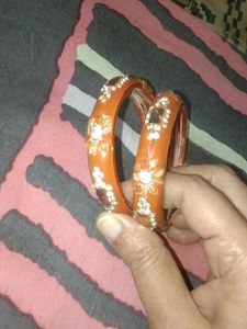 Elegant Orange Bangles with Rhinestones