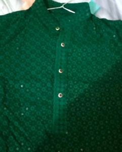 Men's Emerald dark Green Sequin Kurta