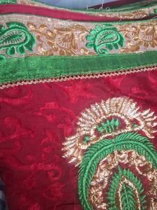 Embroidered Red Saree