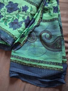 Beautiful Blue &amp; Green Floral Saree