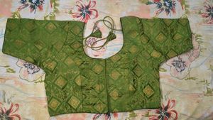 Festive Green Brocade Blouse with Gold Motif