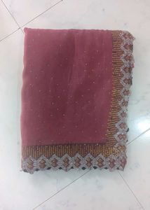 Brand New Maroon Stone Work Saree