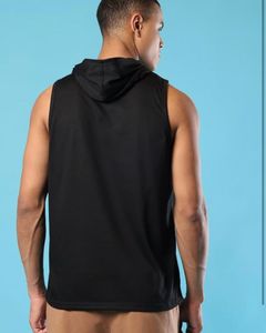 Sleeveless Black Hoodie Top