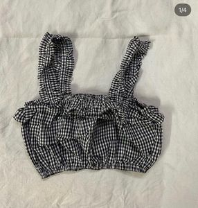 Gingham Ruffle Crop Top