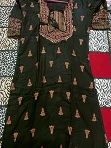 Black Printed Cotton Kurta