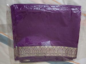 Elegant Purple Saree with Gold Border