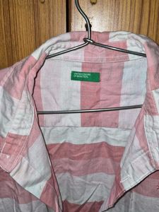 Benetton Pink & White Striped Shirt